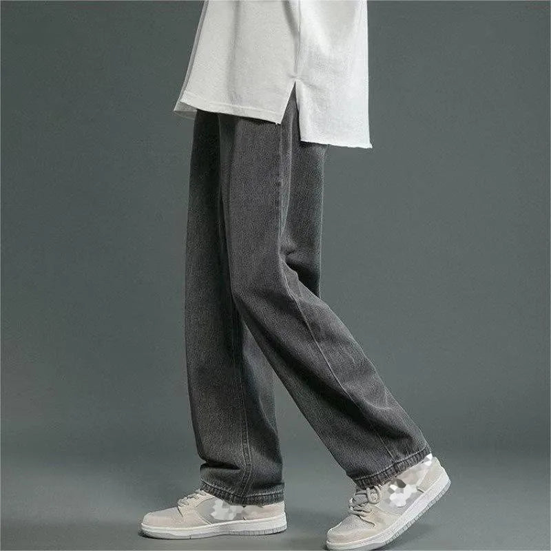 High Quality Summer Drawstring Trendy Fashion Loose Baggy  Drawstring Straight Leg Casual Long Men's  Denim Jeans Pants