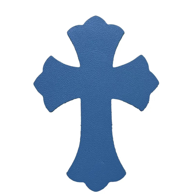 4.5*6.5cm Sheepskin Leather Patch With Cross Shaped Leather Label Genuine Leather DIY With Multiple Colors-106-182
