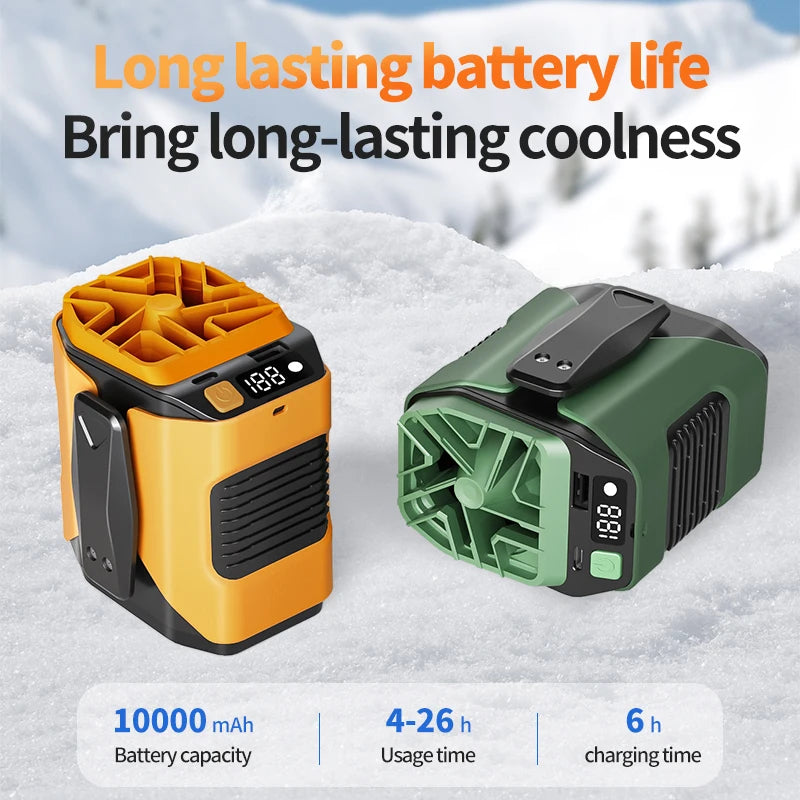 Portable 5000mAh LED Display Mini Waist Clip Fan Hotel & Household Use Battery Powered Cooling Neck Belt Fan