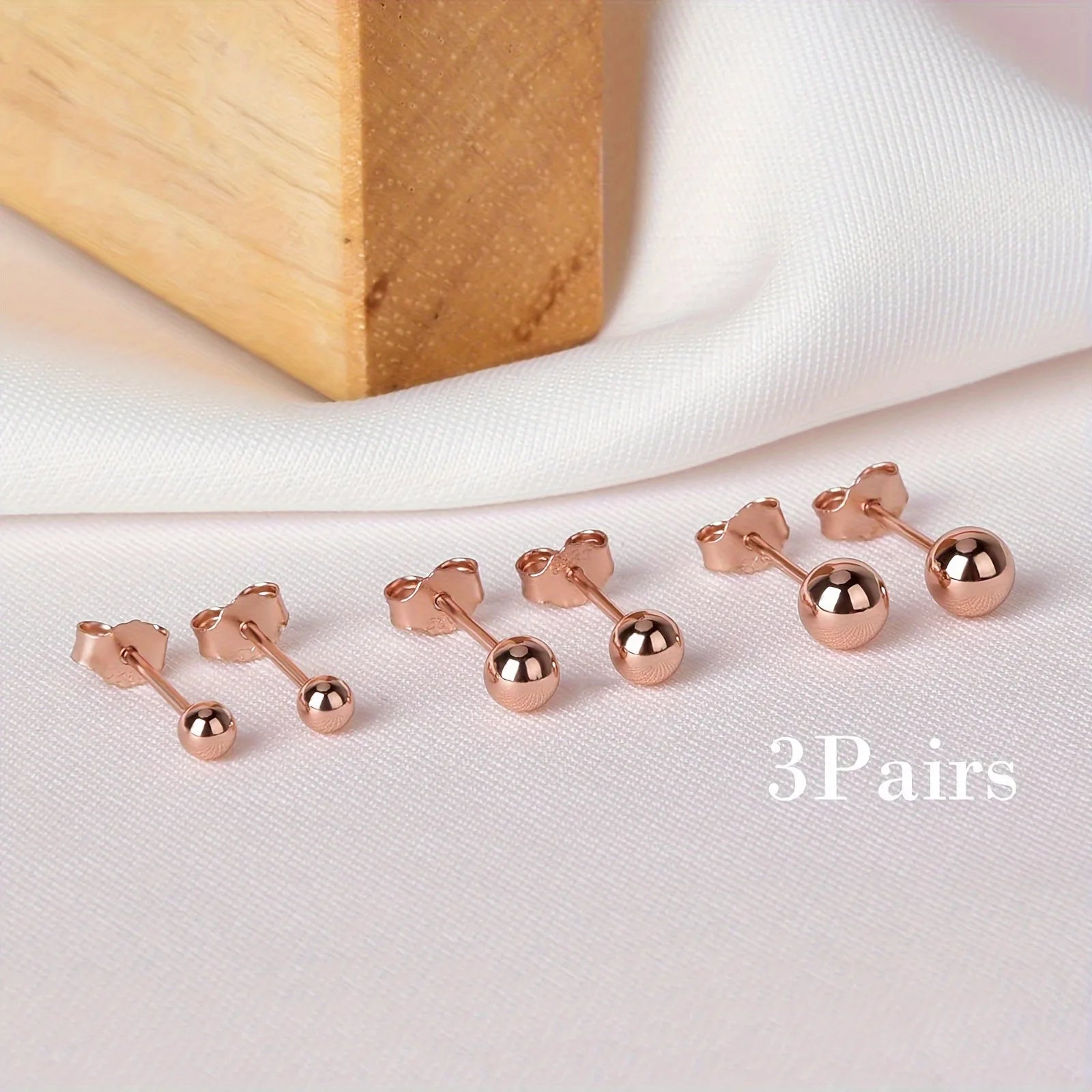 Lanshang Fine Stud Earrings 925 Sterling Silver Gold Plated Jewelry  for Women Men Tiny Ball Earrings