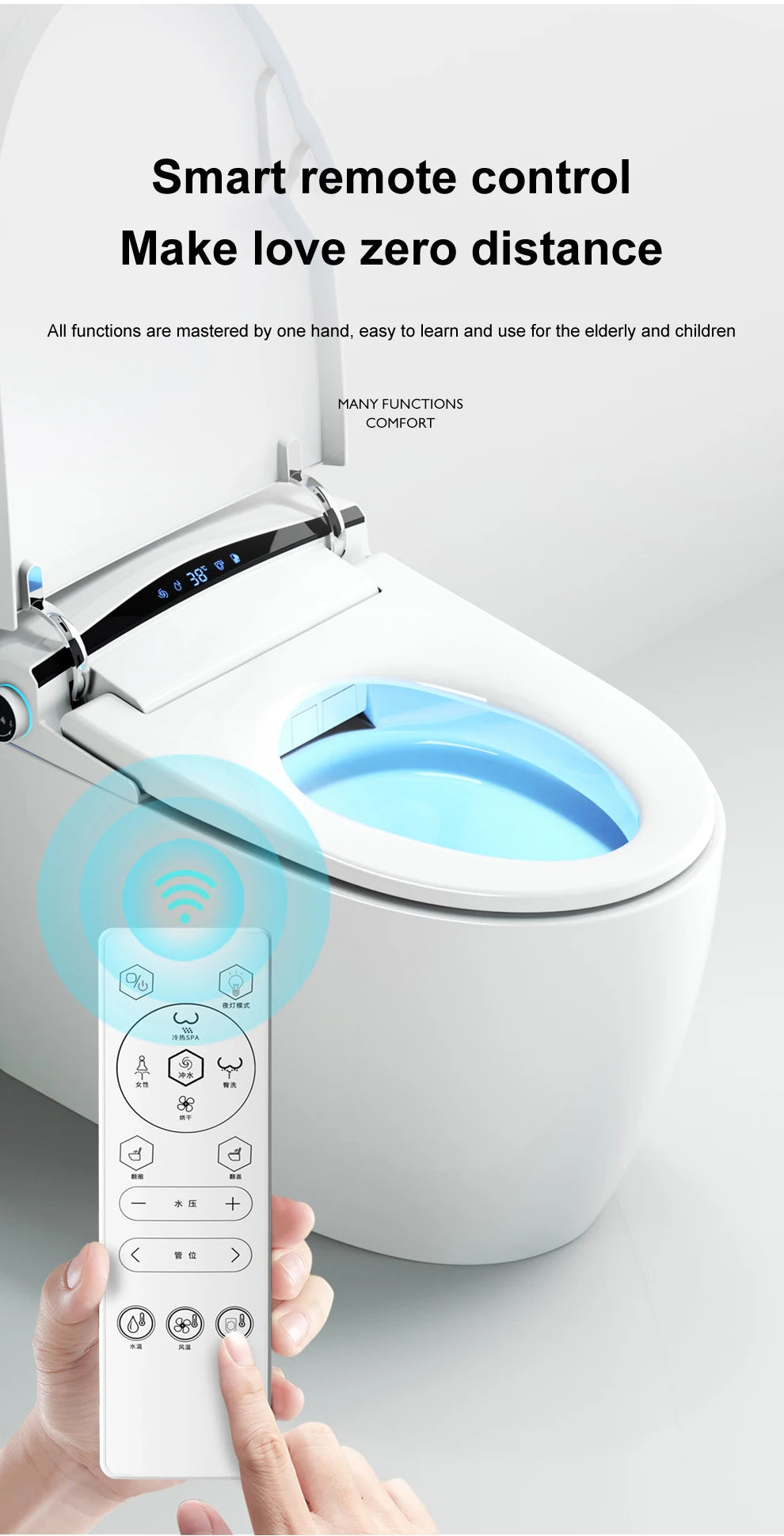 Automatic flushing without water tank integrated black electronic intelligence