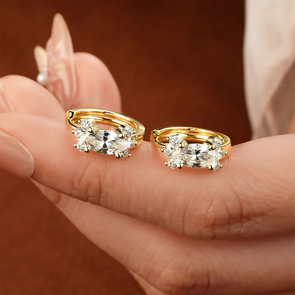 Wholesale Luxury Delicate Hoop Earrings with 14K Gold Filled Featuring 2.2mm Round Moissanite Earrings Marquise Zircon Certified
