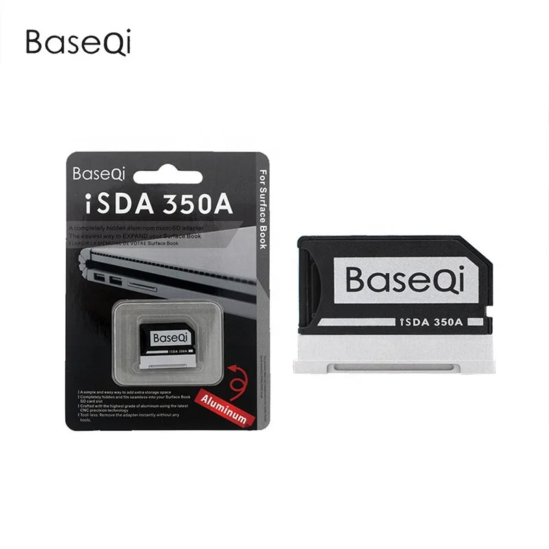 Original BaseQi NinjaDrive Aluminum Hidden Expansion Micro TF Sd Card Adapter for Micro Soft Surface Book