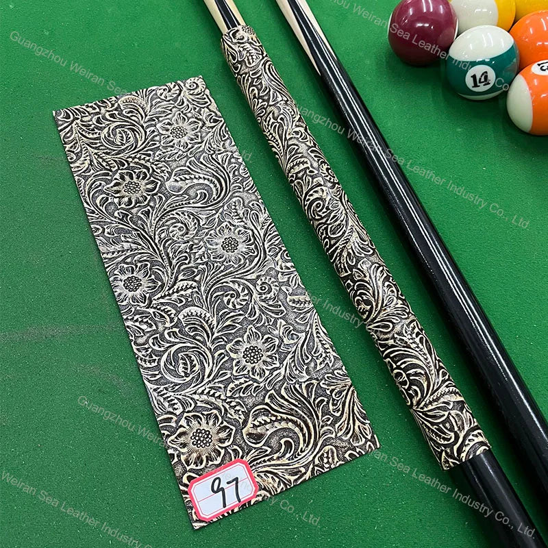 Genuine Cow Skin Pool Billiards Cue Grips Non-Slip Protective Sleeve Wrap with Different Print Pattern Genuine Leather Club Wrap