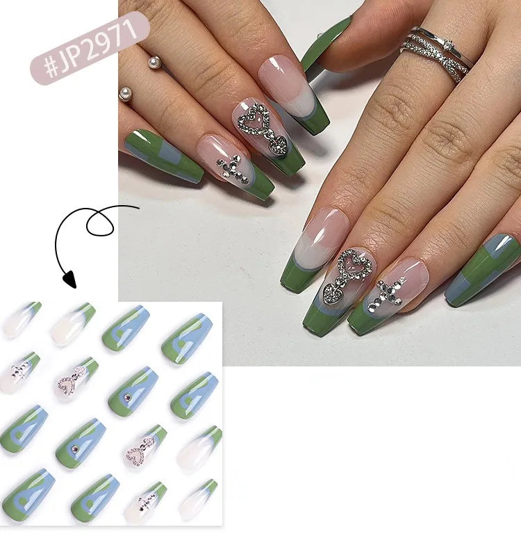 Dropshipping 24 Pcs French Style Romantic Art Acrylic Press on Nails Artificial Fingernails Candy False Nails Dating  Party 2792