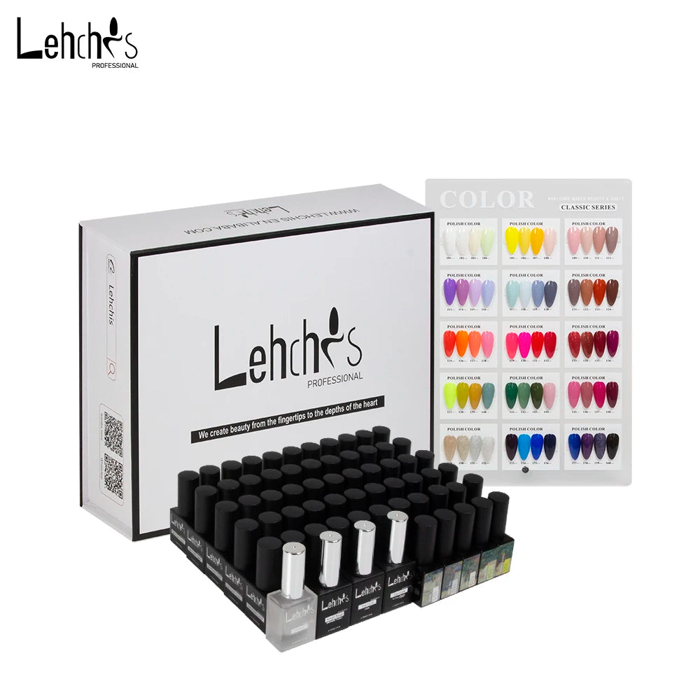 Lehchis 60-Colour Professional 15ml Soak off UV Gel Nail Polish Kit Long Lasting Liquid Nail Supplies for DIY Salon Designers