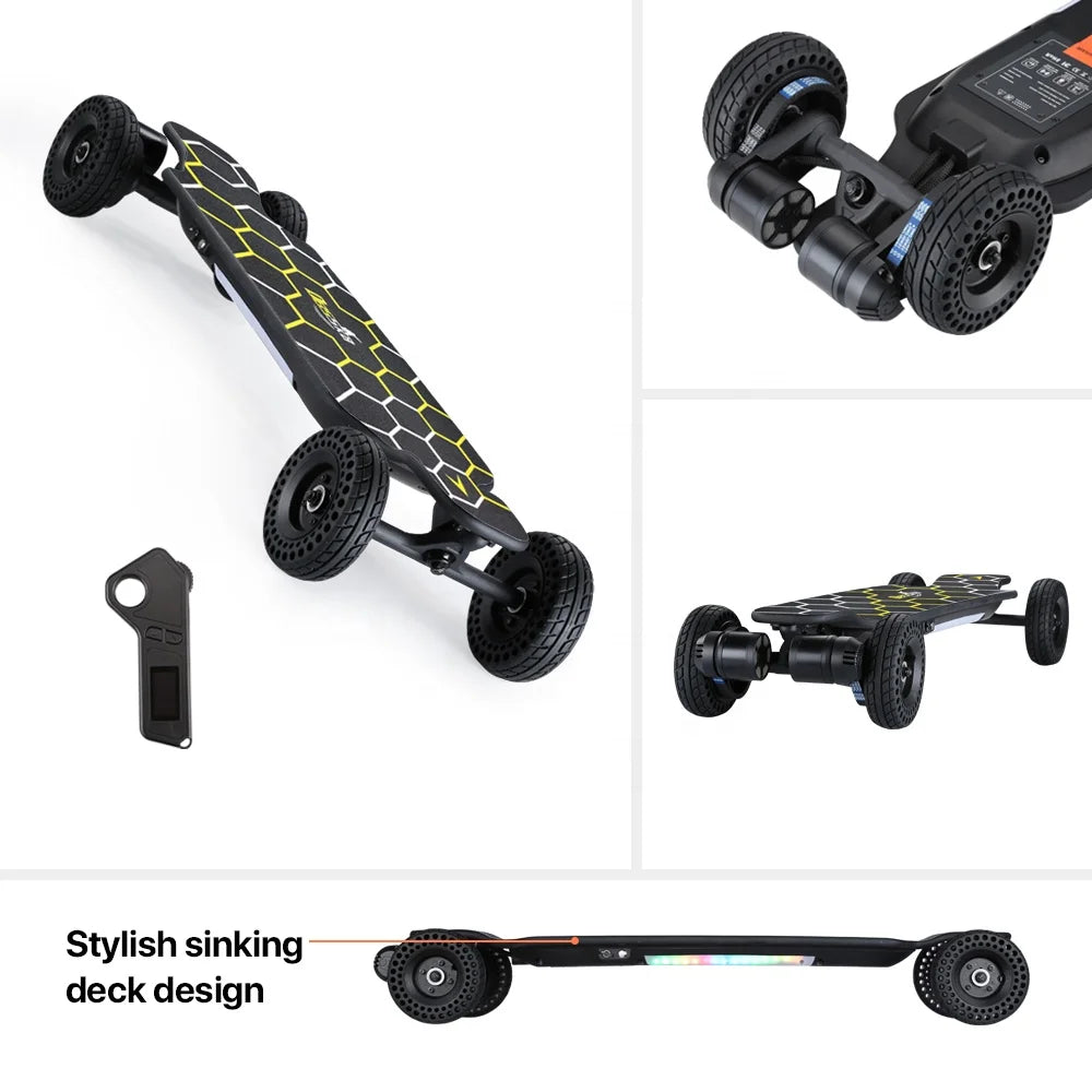 H2X Cheapest Electric Skateboard Dual Belt Motor 3300w Max Speed 35km/h E Skateboard off Road Drop Shipping