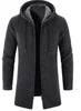 Liu Ming Men's Thick Warm Fleece Cardigan Winter Trending Casual Windbreaker Jackets with Zipper Closure Knitted Sweater Hooded