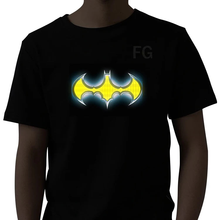Kids Programmable LED Sound Activated T-Shirts 100% Cotton Knitted Blank Dancing Party T-Shirt with Led Lighting