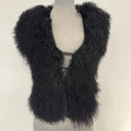 Streetwear Real Mongolian Sheepskin Fur Vest Women Real Sheep Fur Halter Top Vest