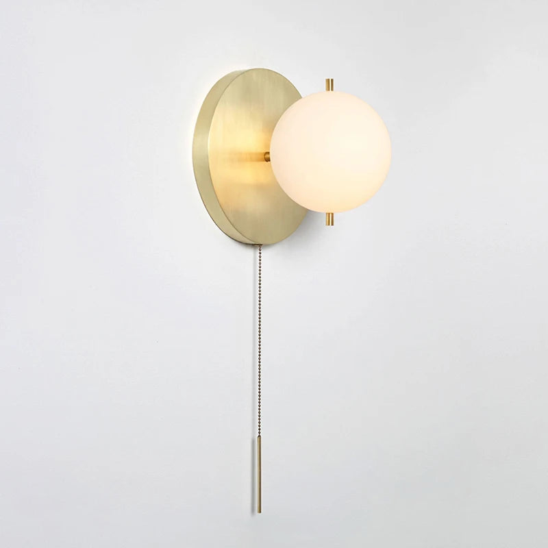 Wall Lamp With Switch Nordic ball wall lamp luxury TV postmodern minimalist glass creative hotel aisle corridor gold wall lamp