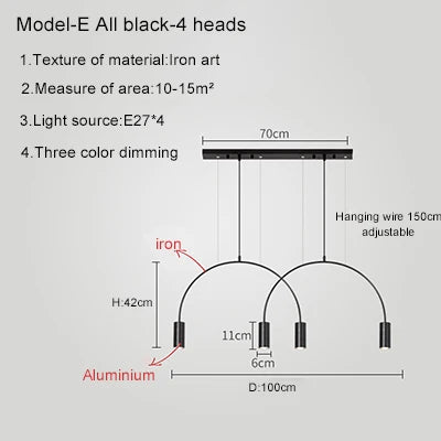 2021 New Restaurant Chandelier Light Luxury Nordic Dining Living Room Table Bar Minimalist Chandelier Simple Modern Light