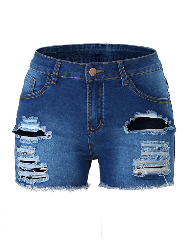 2020 New Arrival Summer Ripped Denim Shorts Fashion Slim Jeans Shorts High Quality Women Clothes 5 Color S-2XL