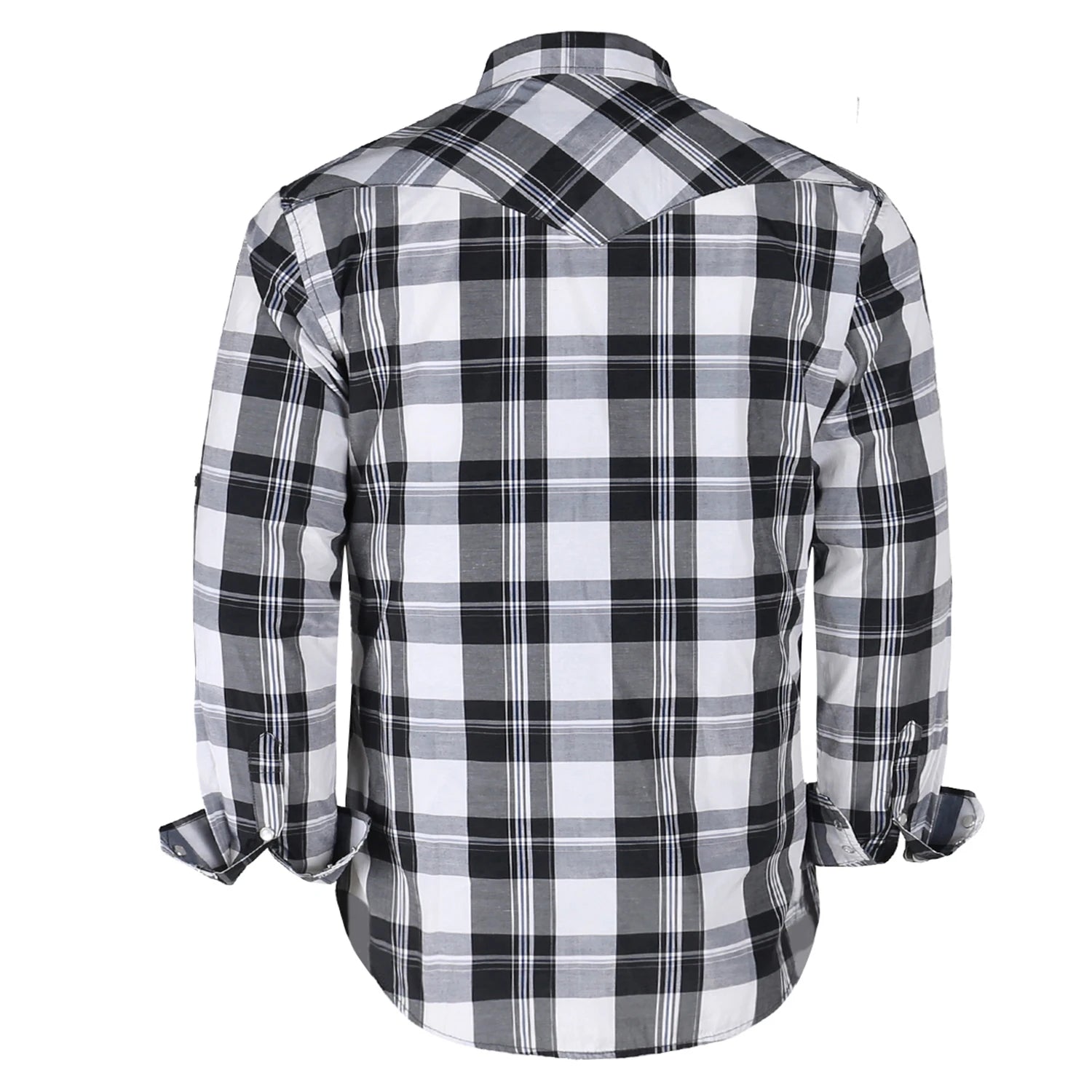 Men's Western Pearl Snap Button up Casual Cowboy Long Sleeve Two Pockets Work Plaid Shirts