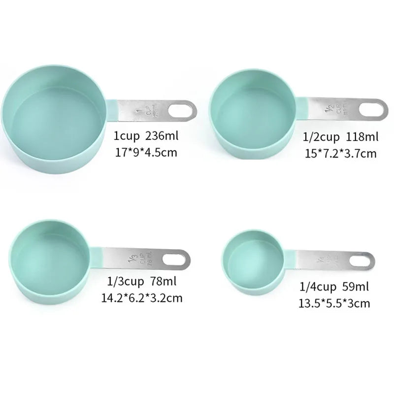 4pcs Kitchen Tools Measuring Spoons cups Set steel handleTeaspoon Coffee Sugar Scoop Cake Baking Cooking Gadgets