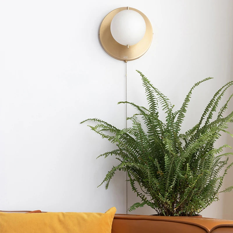 Wall Lamp With Switch Nordic ball wall lamp luxury TV postmodern minimalist glass creative hotel aisle corridor gold wall lamp