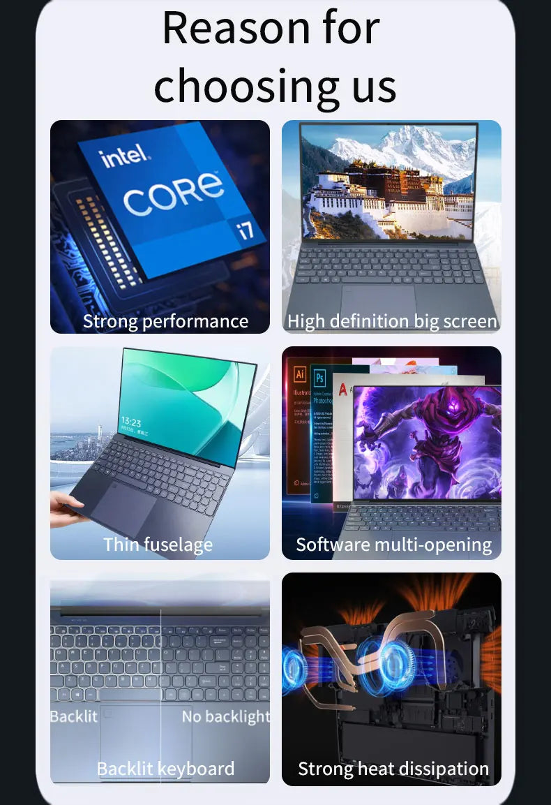 Wholesale 15.6 Inch IPS Laptop with 16GB RAM/512GB SSD Intel Brand New Business Use English Keyboard