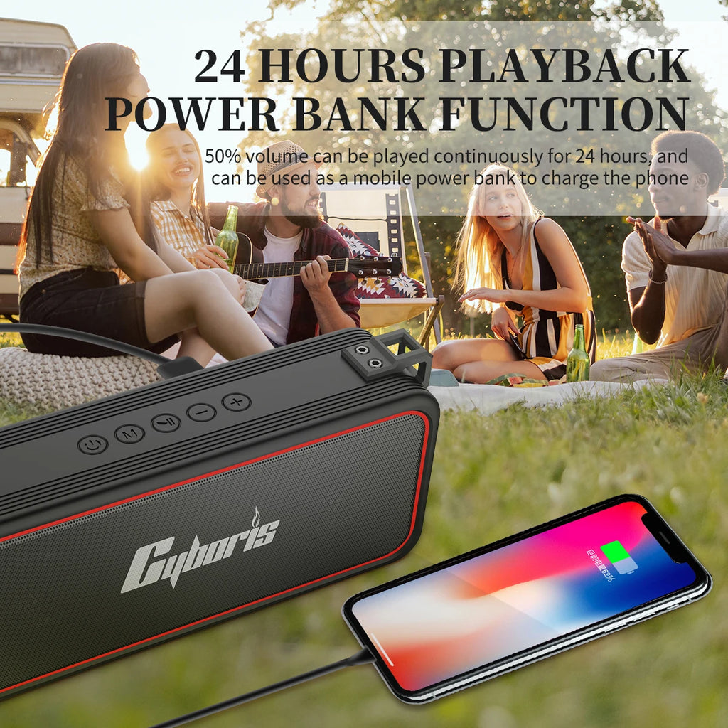 X7 Powerful 20W BT Speaker IPX7 Waterproof 24 Hours Battery Portable Indoor/Outdoor Deep Bass Wireless Speakers with Mic