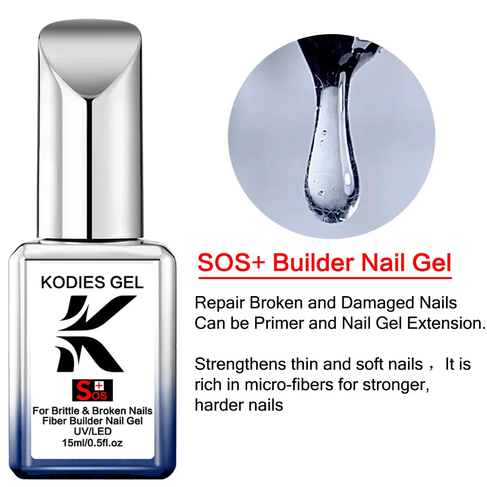 Low MOQ SOS Fiber Rubber Base Coat UV Gel Polish Non-Toxic Nail Repair Thin Soft Nails Builder