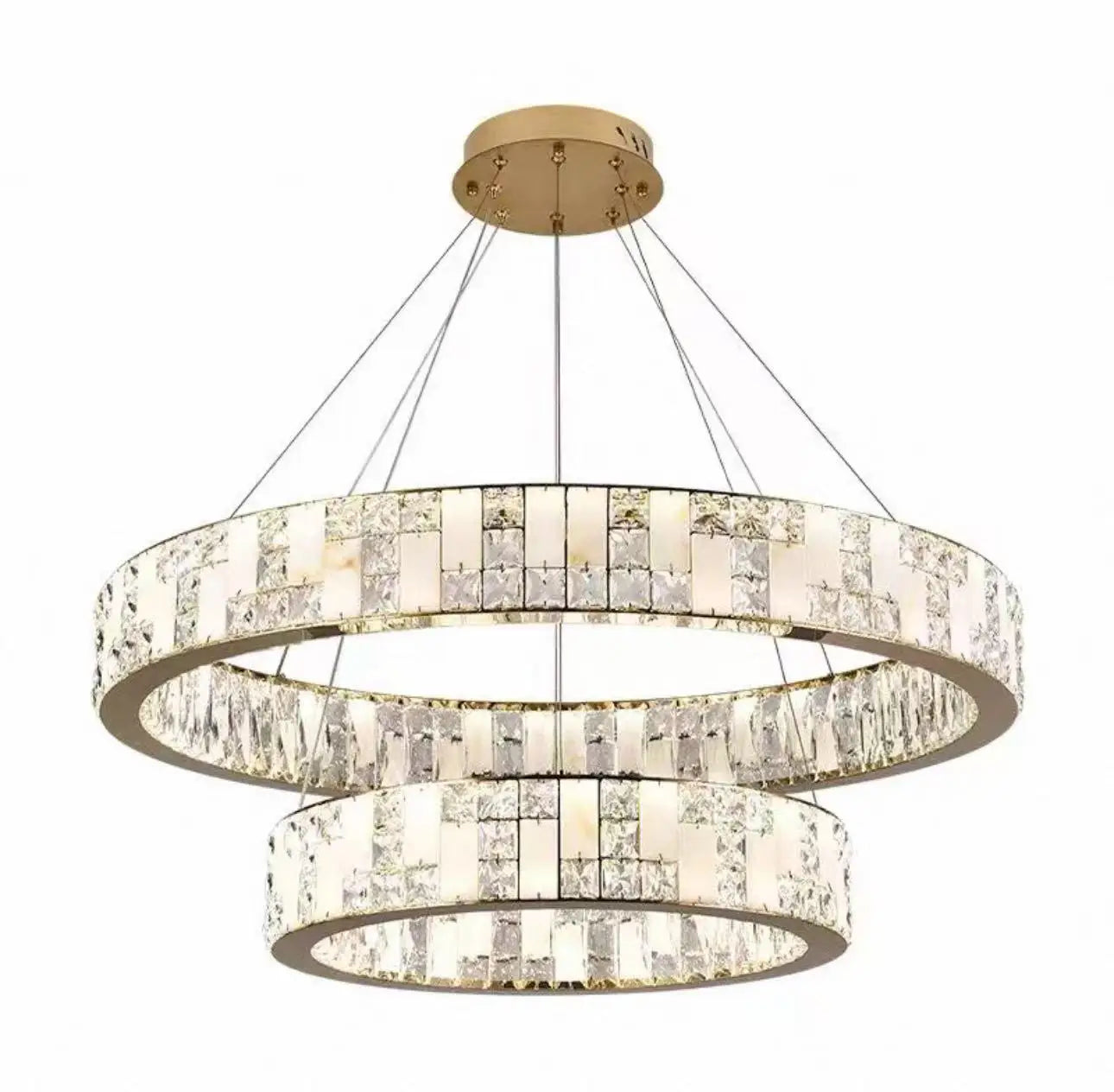Luxurious Gold Crystal Chandelier with Adjustable Height for Living Room Hotel Lobby Staircase Dining Room Ceiling
