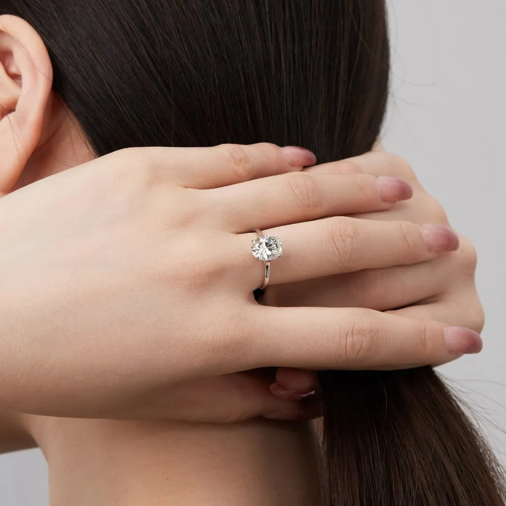 Luxury 925 Sterling Silver 18k Gold Oval Cubic Zirconia Diamond Ring Wedding Engagement Rings for Women Fine Jewelry Wholesale