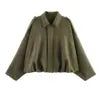 OUDINA Wholesale New Casual Zipper Green Suede Texture Effect Coat Windbreaker Bomber Varsity Jacket Women's Jackets