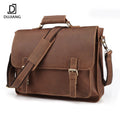 Men's Retro Crazy Horse Genuine Leather Briefcase Business Handbag and Computer Bag with Multifunctional Style