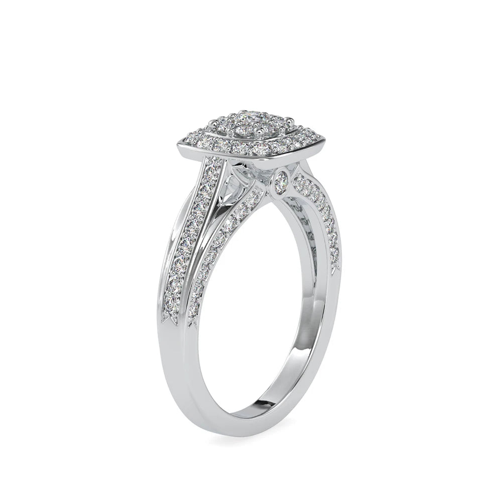 Lab Grown Diamond Engagement Ring 14k/24k Silver Plated 75 Total Filled Brilliant Cut Diamonds VS-VVS Certified Luxury Diamonds