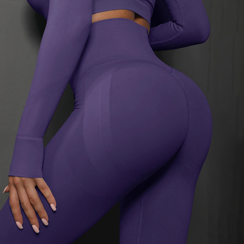 Women's Seamless Full Length High Waist Butt Lift Pants Elastic Closure Solid Four-Way Stretch Breathable Lightweight Quick Dry