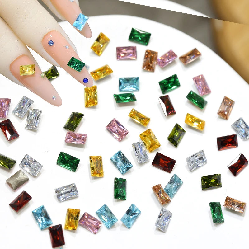 Z89 Glitter Shimmer High Quality Diamond Nail Jewelry Colorful 4*6mm Glass Crystal Nail Rhinestones Diy Nail Supplies