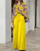 Women's Spring Pants Set Casual Two Piece Set Loose Long Sleeve Shirt High Waist Wide-leg Pants Fashion Pants Suits