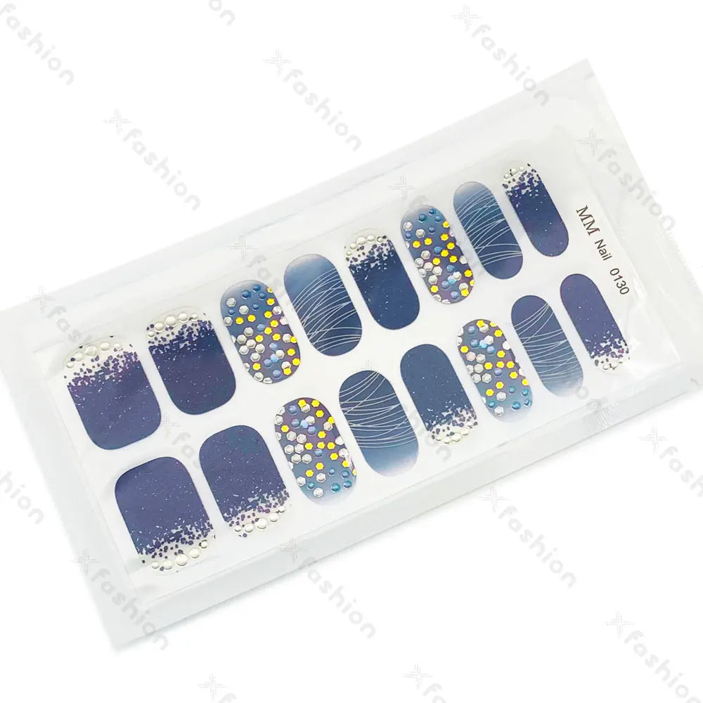 Hot Sale 16 Tips Solid Color Semi-Cured Gel Nail Stickers UV Light Durable Waterproof Long-Lasting Gel Nail Stickers Wholesale
