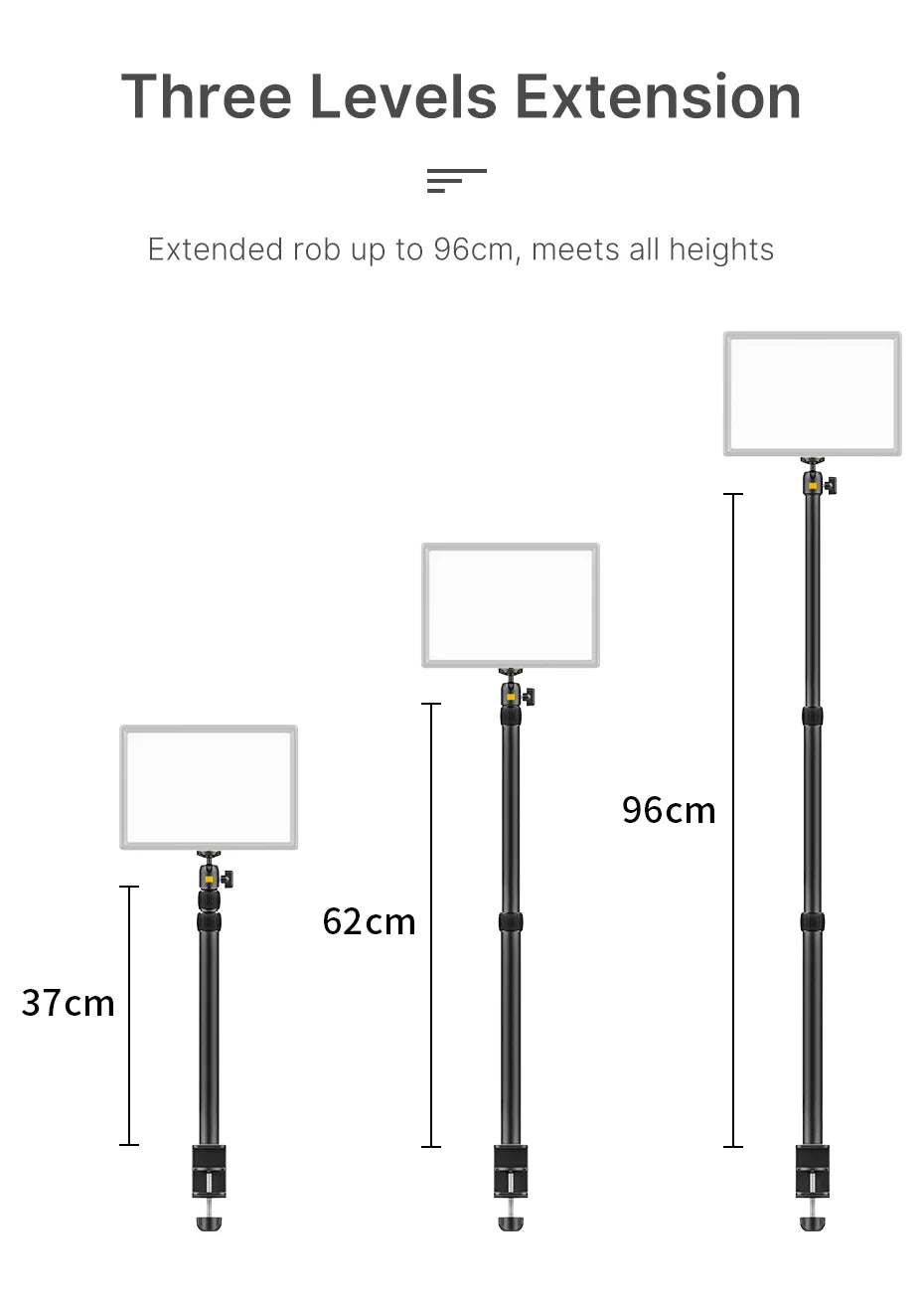 VIJIM LS01 Desk Light Mounting Stand 96cm Adjustable Tabletop Stand with Removable Ballhead 1/4 Screw for LED Ring Light