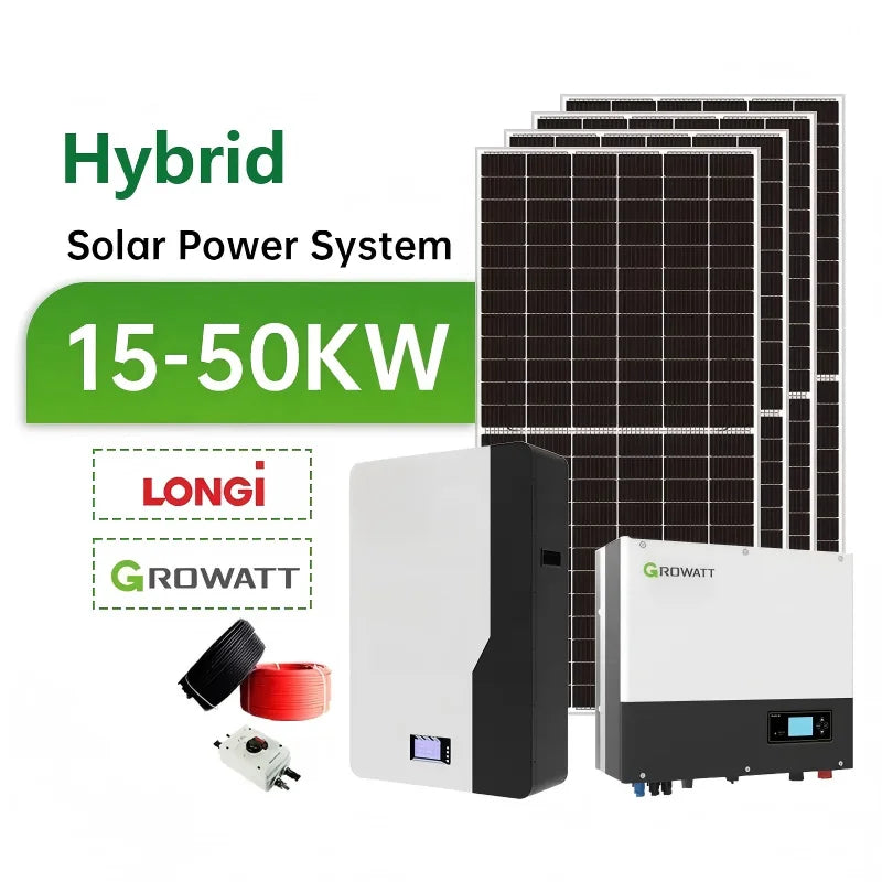 Wholesale Doreen Wingosolar Hybrid Solar Energy System 50kW MPPT Lithium Ion Battery Home Ground Mounting Solar Power System