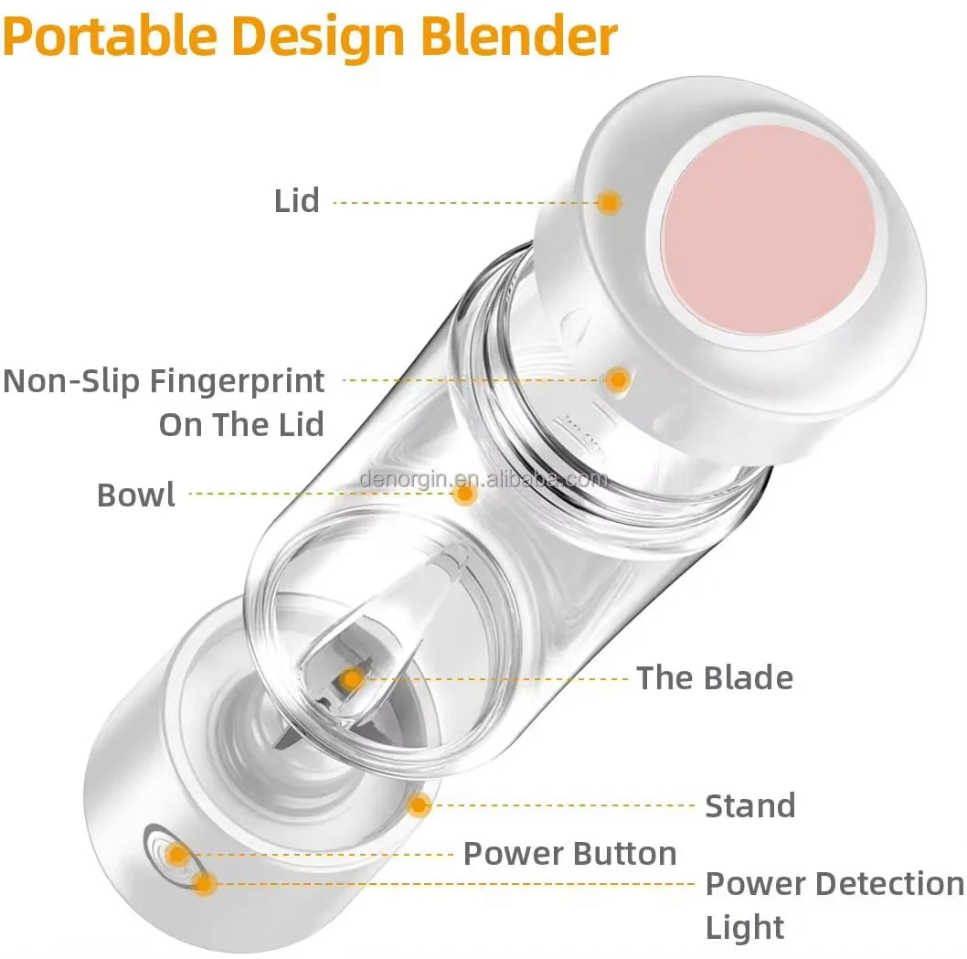 Wholesale Mini Portable Blender 400ml USB Rechargeable Type-C Charging Ice Crusher Car Use 6 Blades Fruit Juicer Mixer