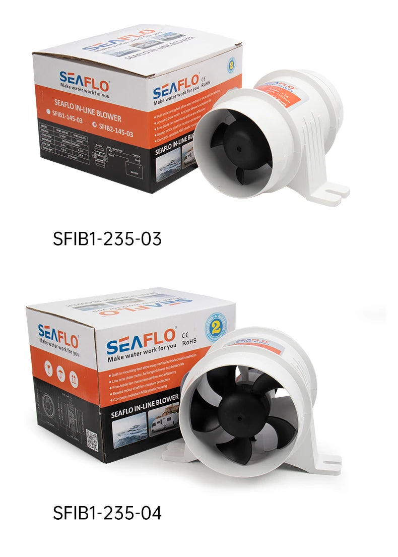 12V/24V 40A  ABS Quiet Air Blower Water Resistant High Air Flow In-Line Blower Marine Bilge Boat Blower Motor Plastic