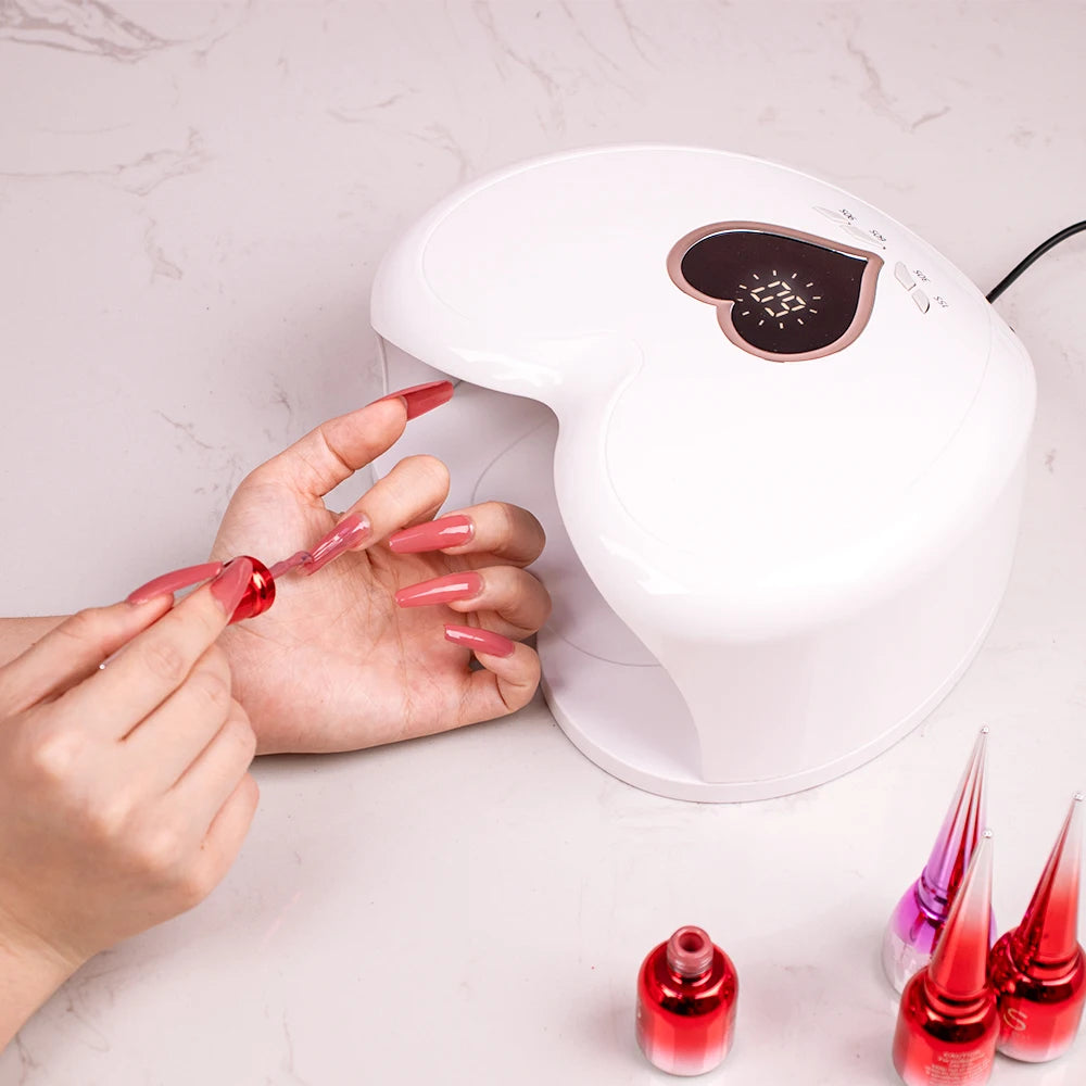 High Quality 96W  RED Light Professional Private Label Nail Salon UV Gel Pro Cure Sun UV Led  Amazing  Pink Nail Lamp