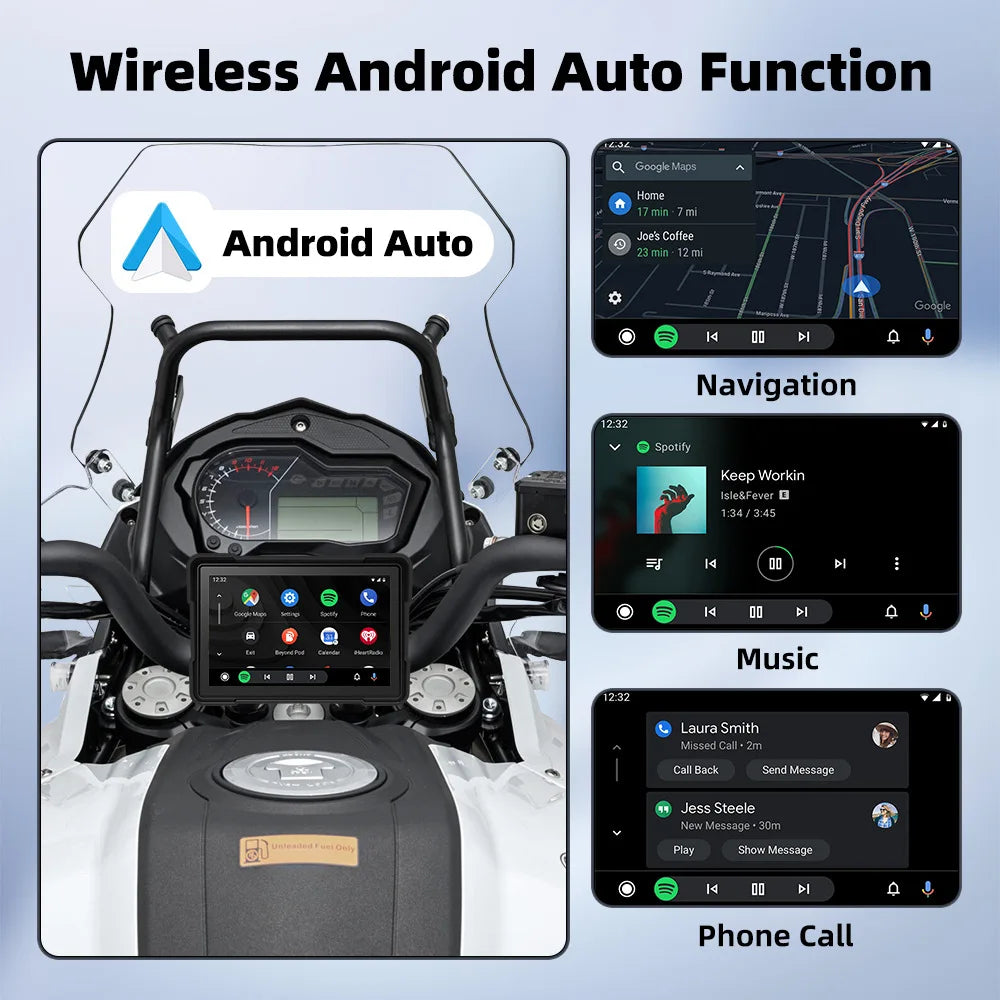 Oem Factory Carplay Android Automotor Smart Touch Screen Dual Cameras Support 64GB Cardfor Motorcycle and Bike