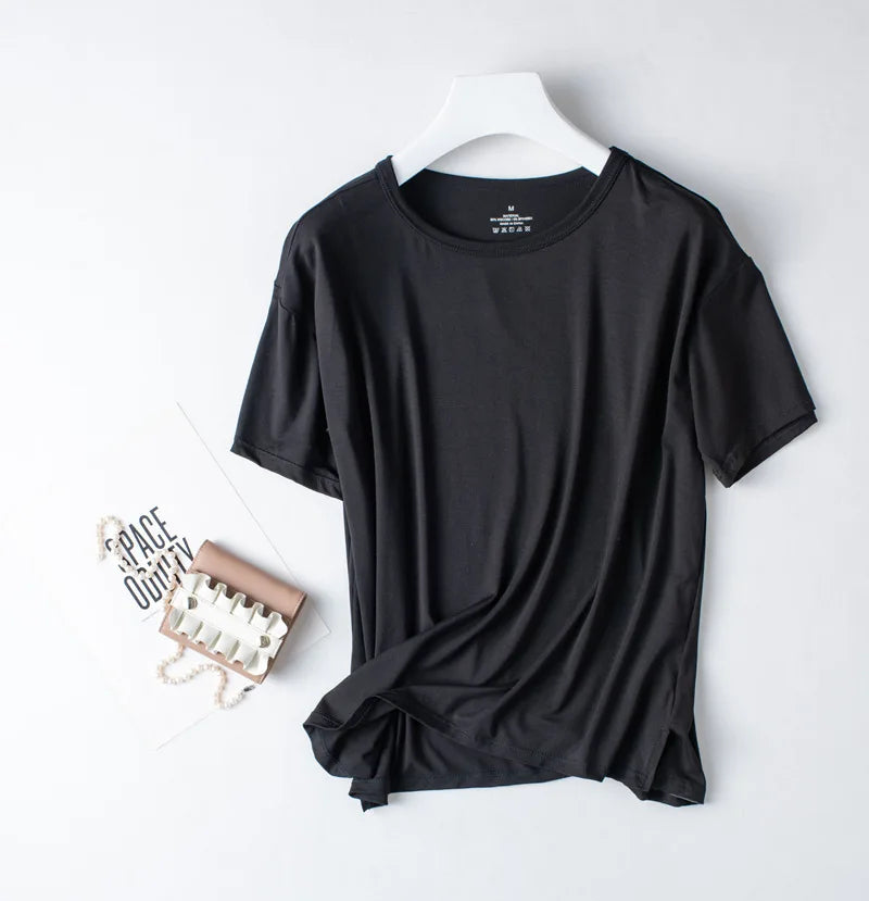 2026 Summer New Pajama Set Women's Modal Short Sleeve Shorts Two Piece Set Ladies Solid Loose Large T-shirt Homewear Women Shirt