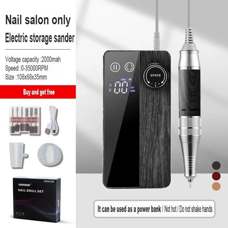 Portable Cordless Rechargeable Nail Drill Professional Strong 35000rpm Customizable Private Label