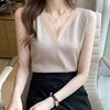 Milan New Style Hot Selling Ladies Spring Summer Autumn Luxury V-neck Real Silk Halter tank Top Women