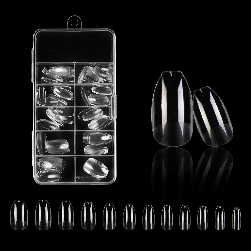 120PCS Acrylic Short False Tips Nail Transparent Frosted Square Oval Almond Ballet Wearable Matte High Toughness Manicure Tip