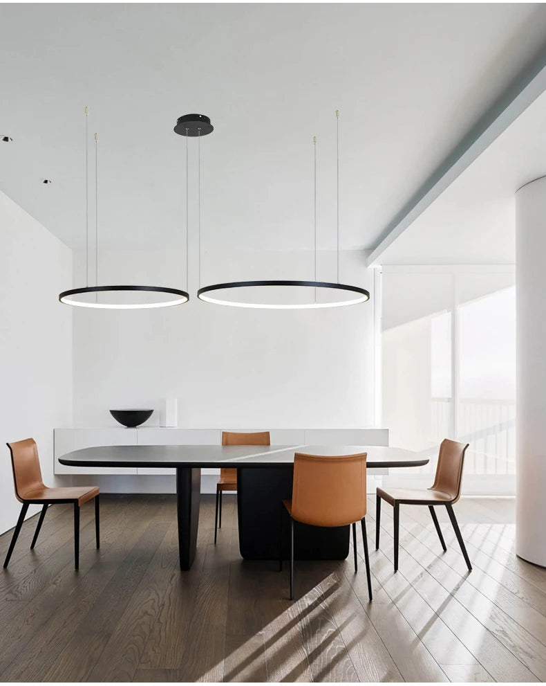 New Modern LED Chandelier for Living Room Bedroom Dining Room Aluminum Ring Indoor Pendant Chandelier Lamp Lighting