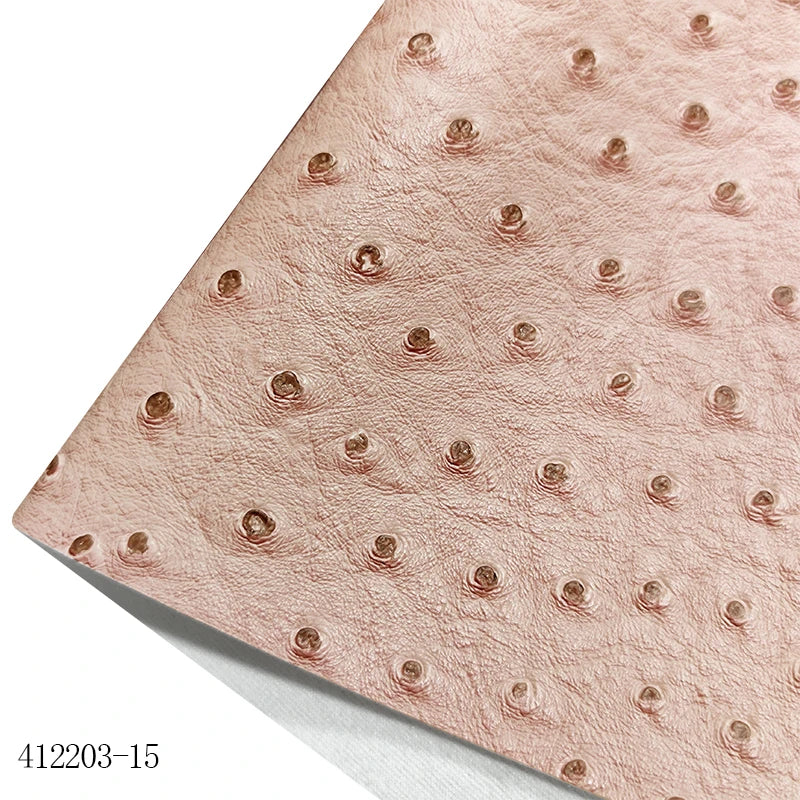 Super High Quality Ostrich Embossed Pvc Synthetic Vinyl  Leather Cotton Backing for Making Bag Decoration Craft Textile