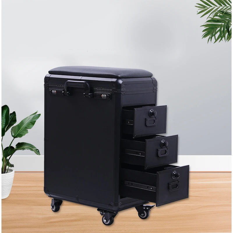 Professional Acrylic Contemporary Rolling Makeup Tattoo Trolley Case with Wheels Armrest Stand Storage Organizer for Home Office