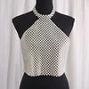 Best Seller Pearl Tube Top Sexy Hot Girl Beaded Stretch Bra Hand-Woven White Beaded Vest