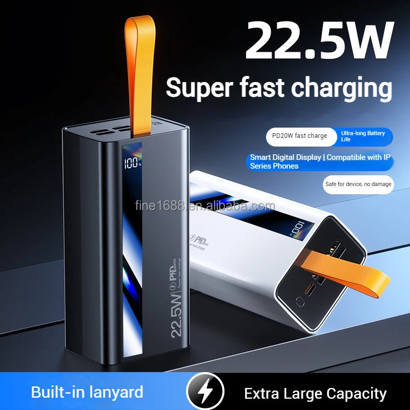 POrtable Big Capacity 50000mah PowerBank LED Digital Display 4USB Type-C Output USB C PD 22.5W Power Bank 50000mAh Fast Charging