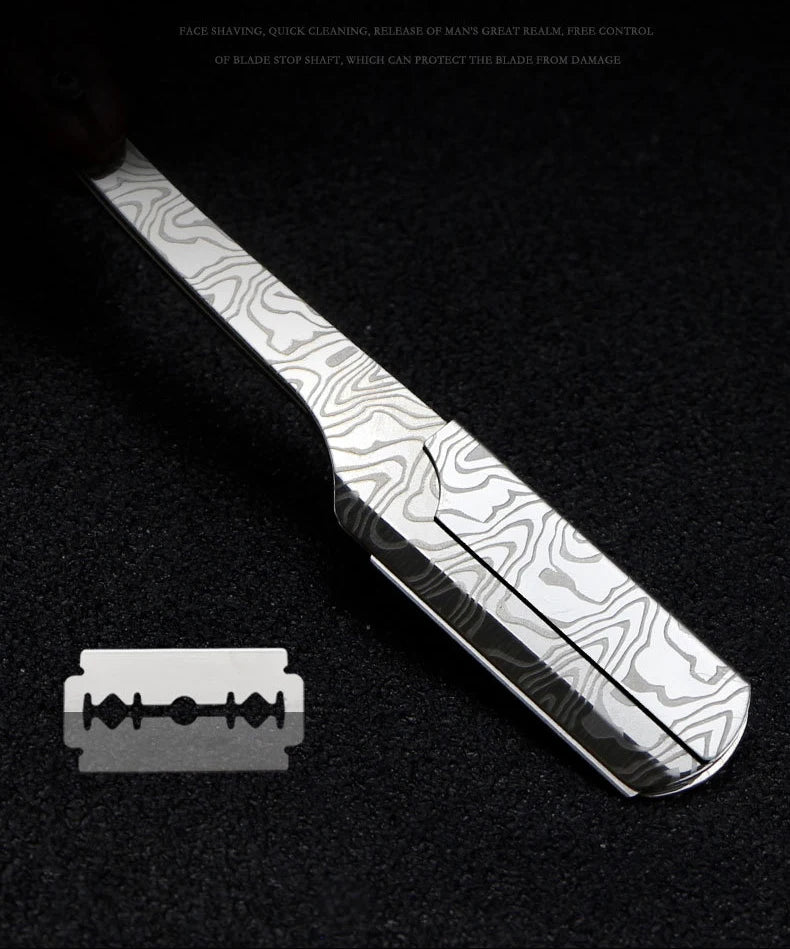 wooden trimmer manual shaver professional straight edge stainless steel sharp barber razor folding shaving blade shave beard cut