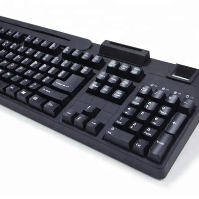 Saral Optical Biometric USB Wired Full Size Plug and Play Keyboard with Cherry Switches Aluminium + ABS Material New