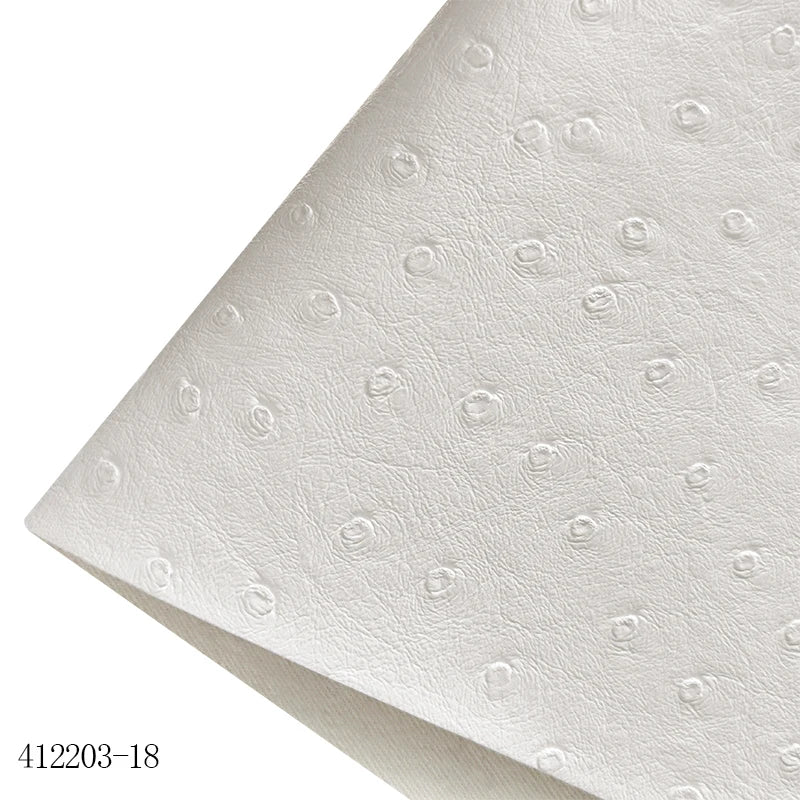 Super High Quality Ostrich Embossed Pvc Synthetic Vinyl  Leather Cotton Backing for Making Bag Decoration Craft Textile
